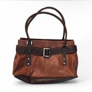 Brown leather purse with buckle detail